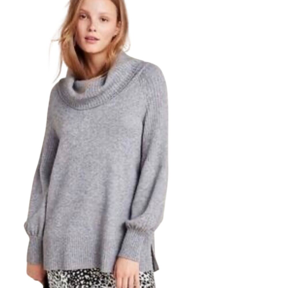 ANTHROPOLOGIE Women’s Paloma Gray Sweater Knit Long Sleeve Tunic Top